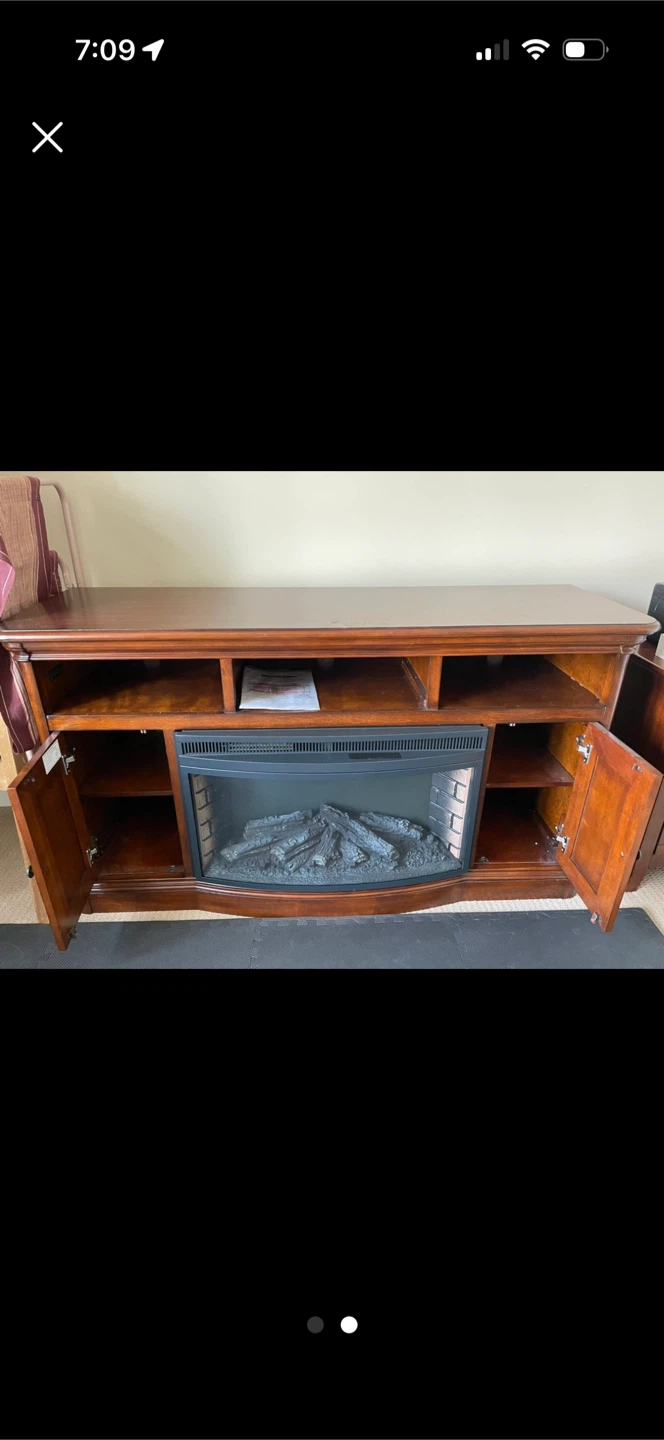 Wooden Electric Fireplace Media Console