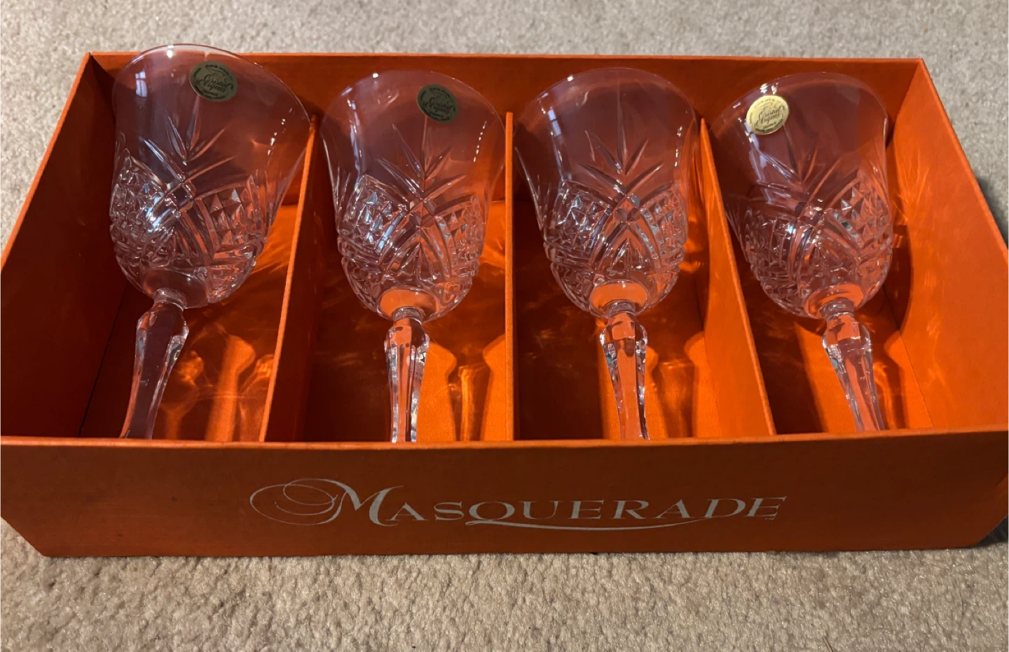 "Masquerade" Crystal Wine Glasses (Set of 4) Made in France 🥕 - photo 5