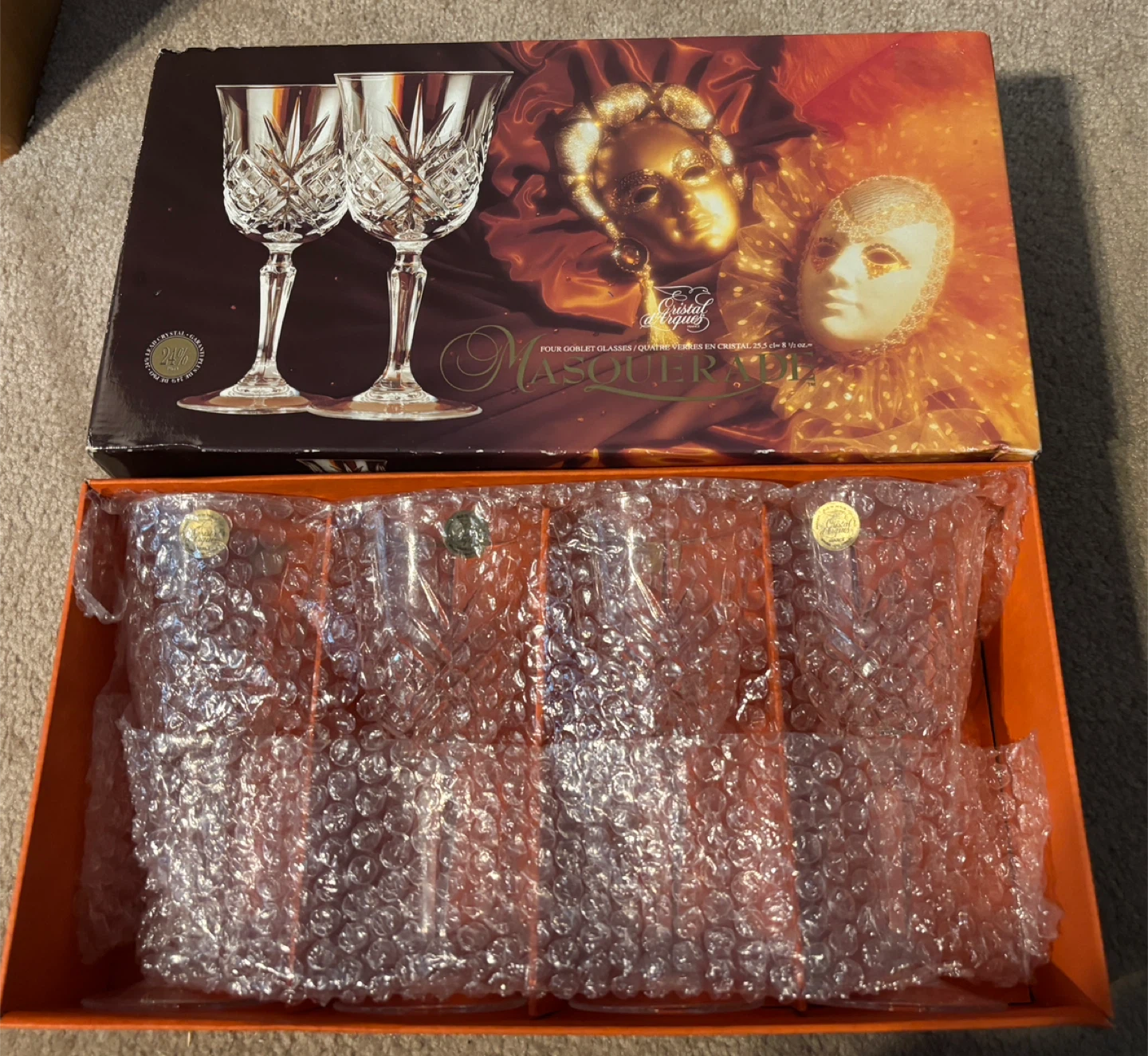 "Masquerade" Crystal Wine Glasses (Set of 4) Made in France 🥕 - photo 2