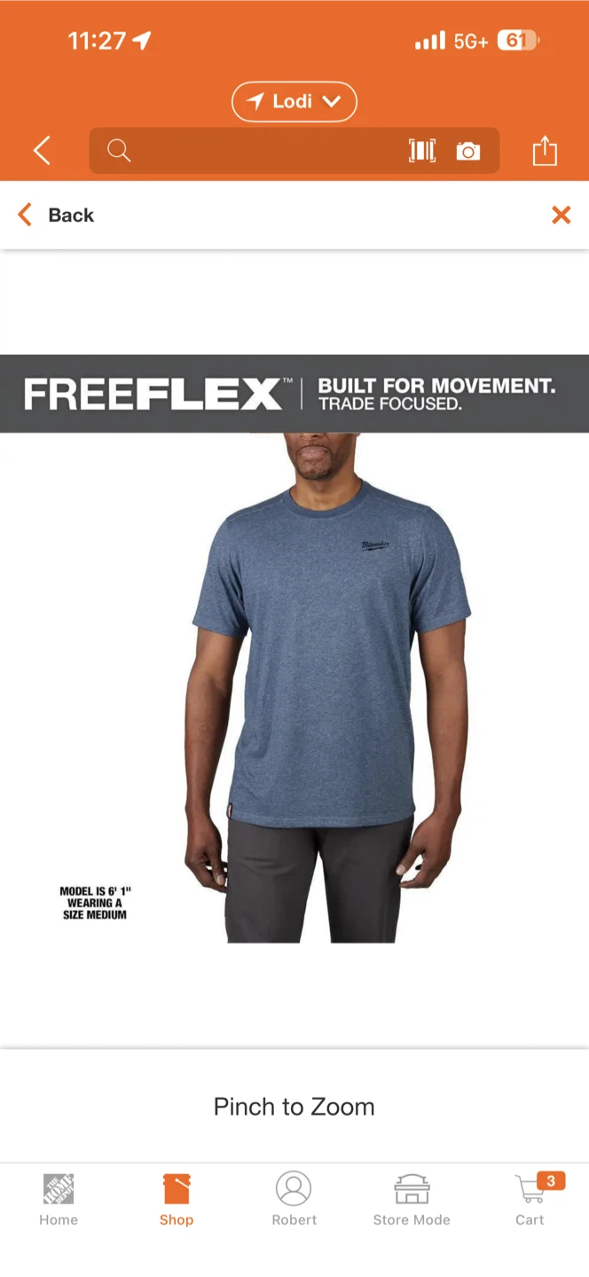 Milwaukee FREEFLEX Men's Blue T-Shirt - Size Medium