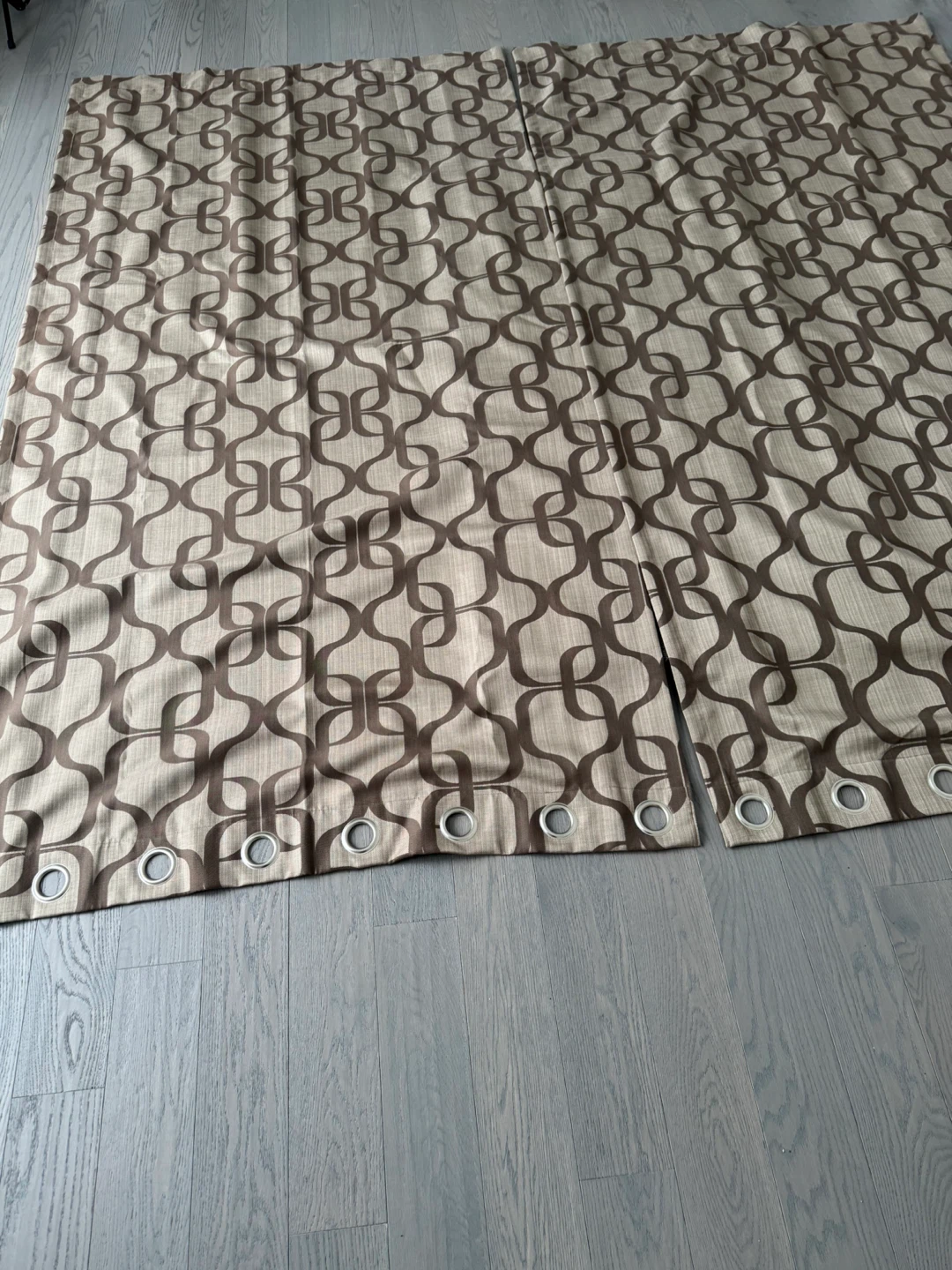 Two Curtains with Geometric Pattern - Brown/Beige - photo 4