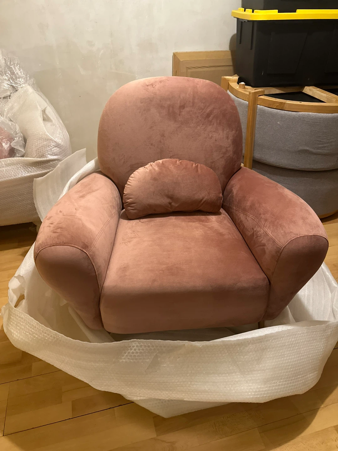 Velvet Accent Chair with Pillow - Dusty Rose