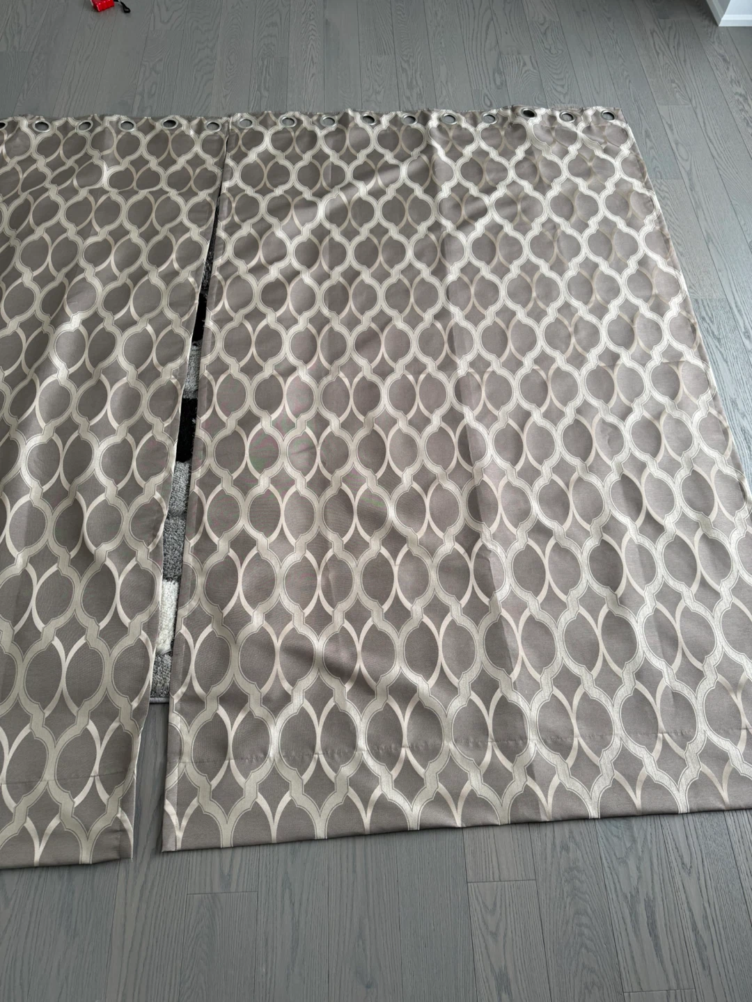 Two Grey Geometric Pattern Curtains