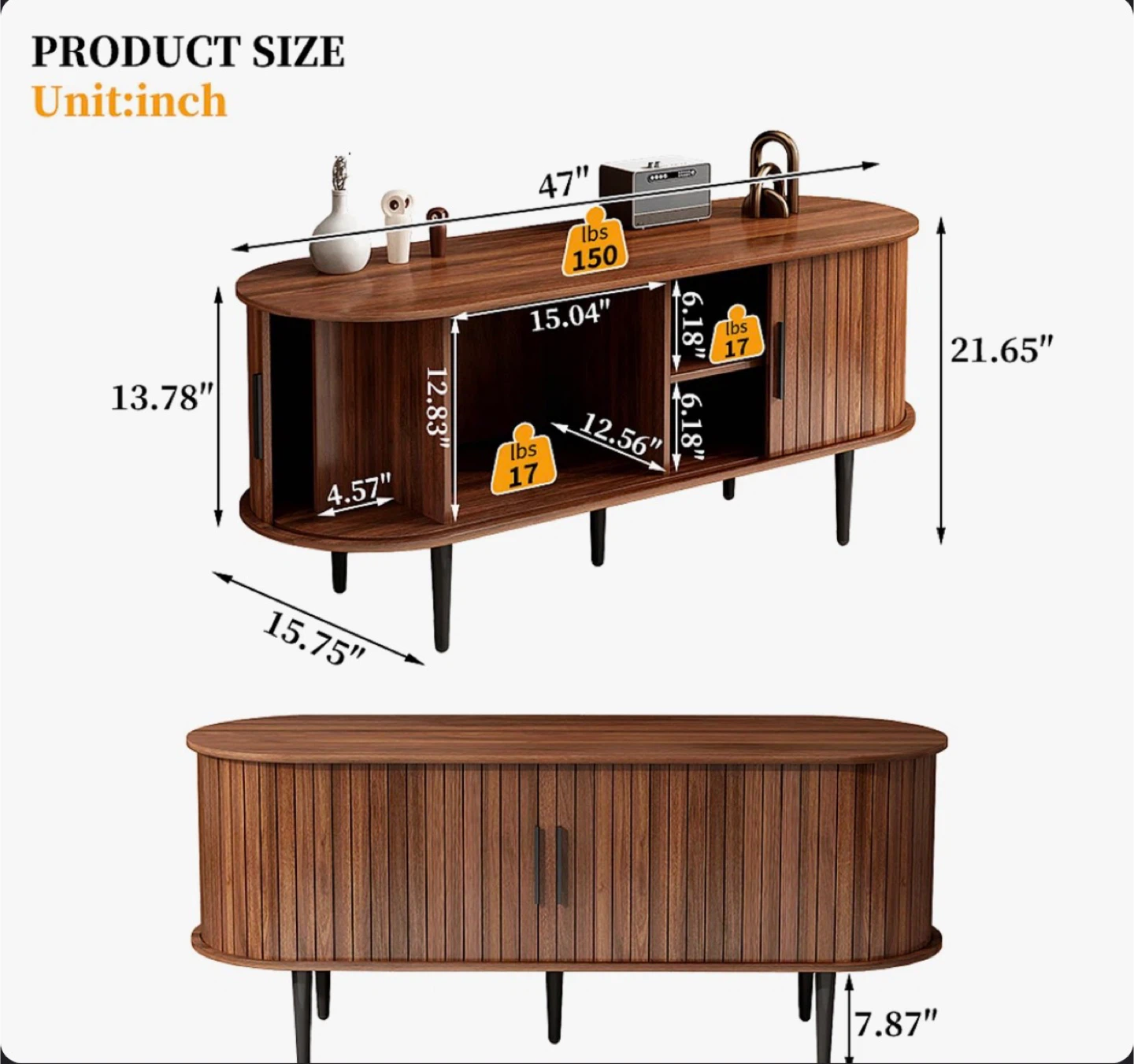 Mid-Century Modern Walnut TV Stand - Fits up to 47" TVs - photo 5