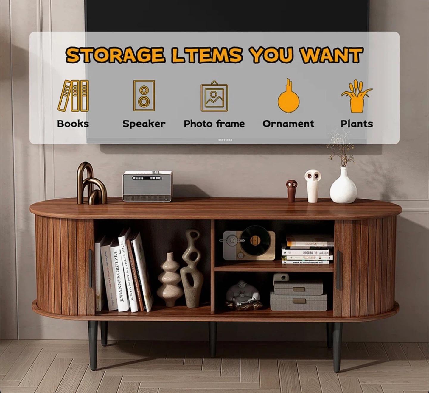 Mid-Century Modern Walnut TV Stand - Fits up to 47" TVs - photo 2
