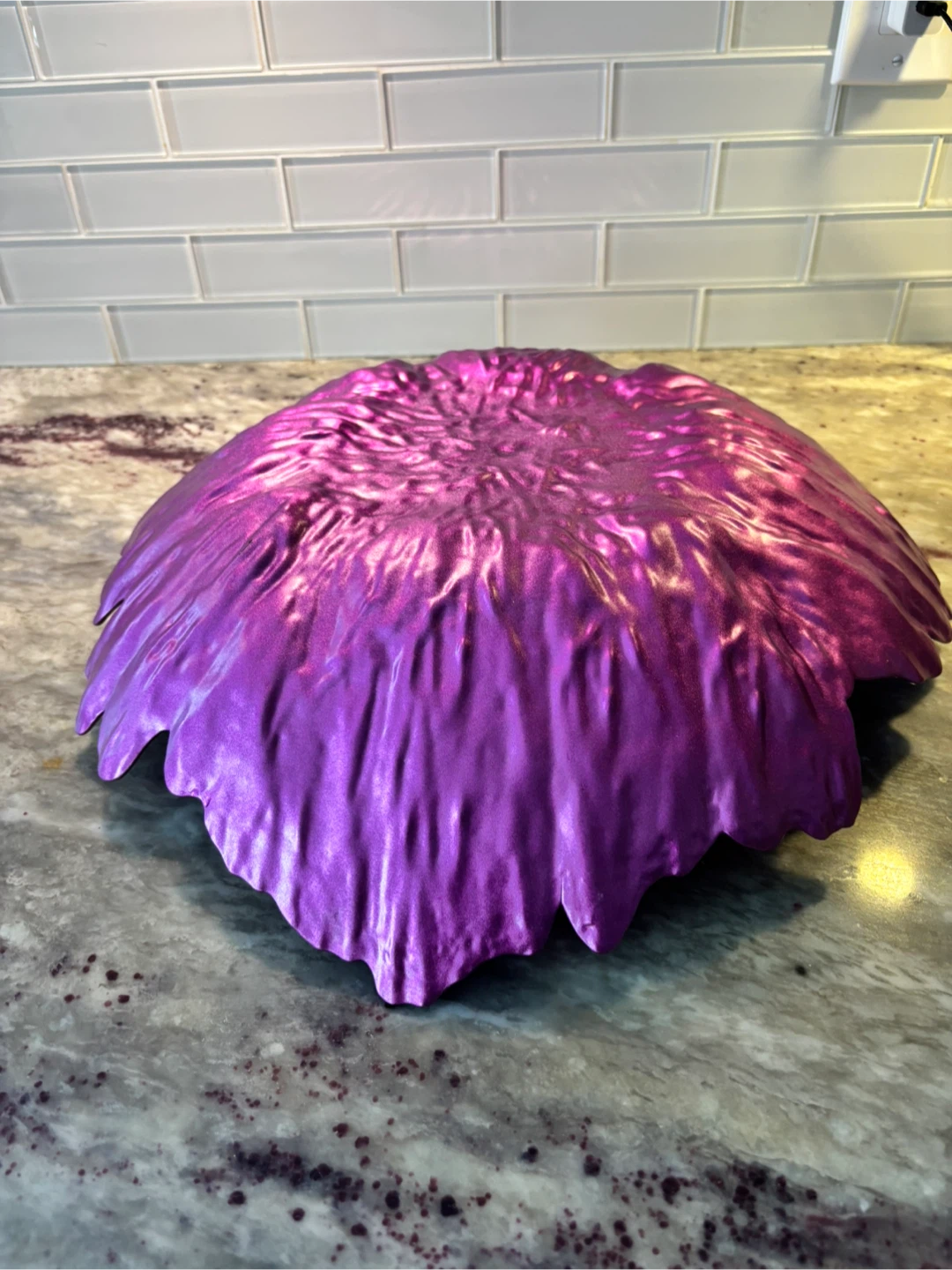 Large Iridescent Purple Flower Decorative Bowl - photo 3