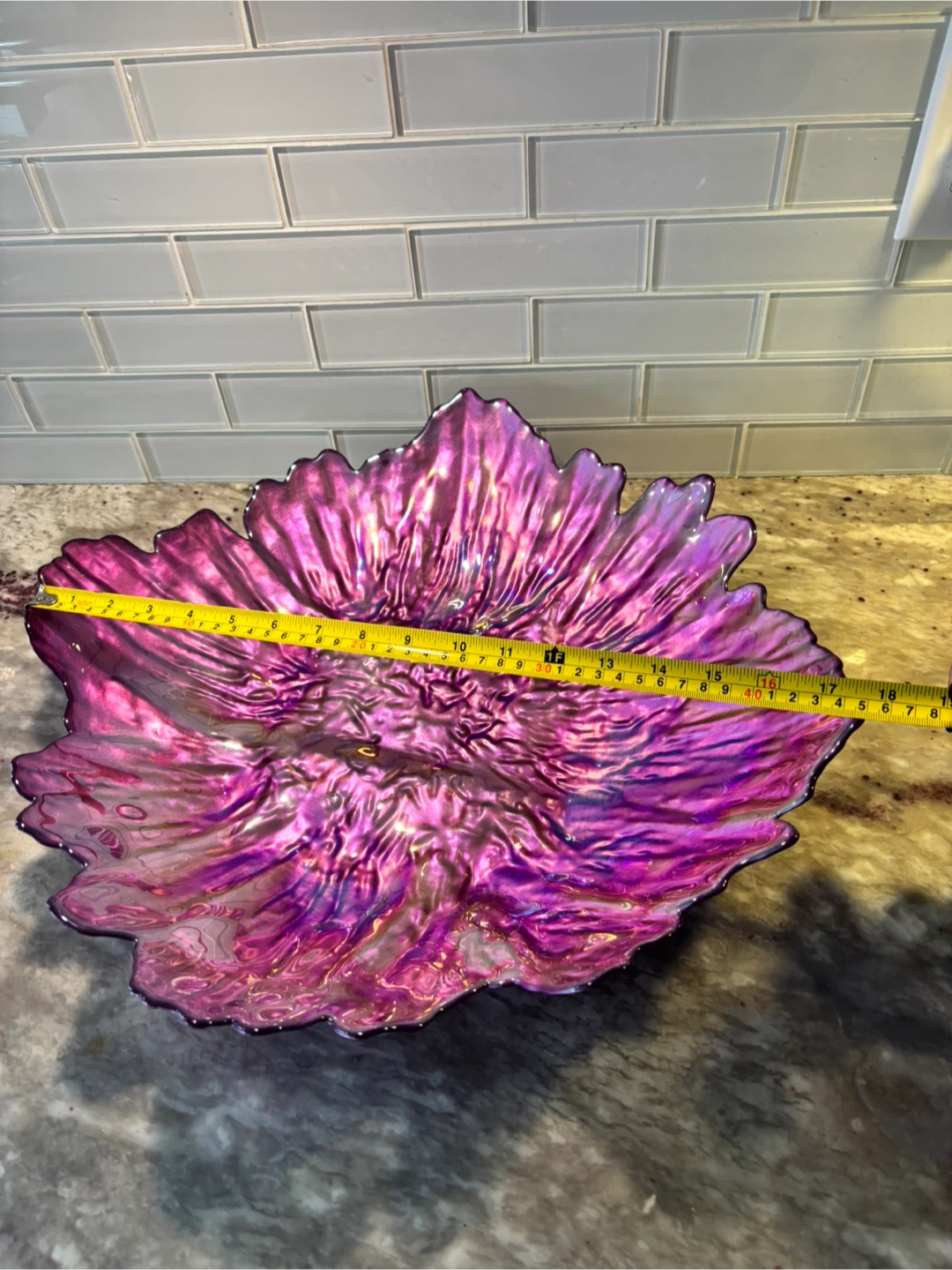 Large Iridescent Purple Flower Decorative Bowl - photo 2