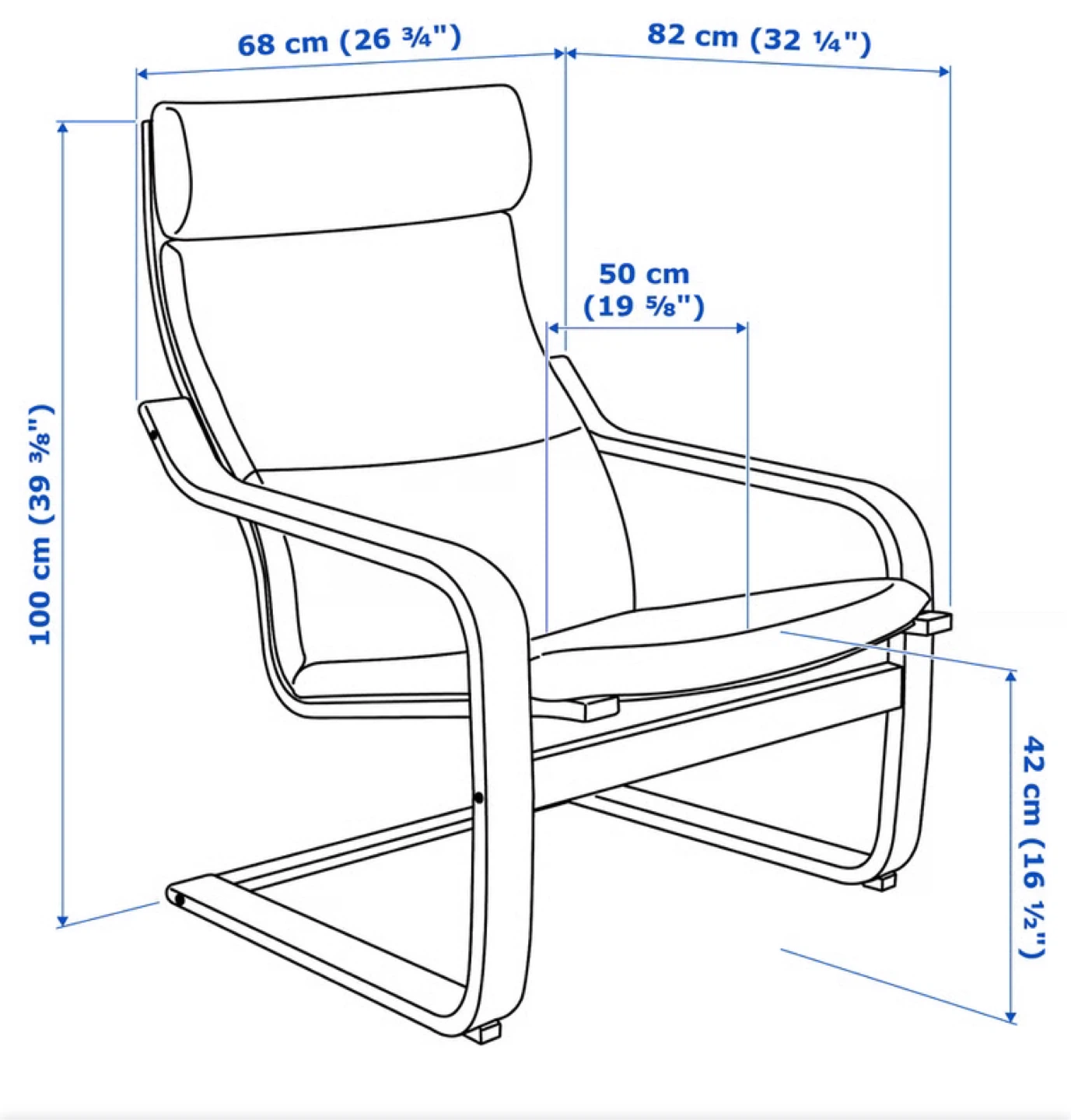 IKEA POÄNG Armchair, Birch Veneer/Hillared Dark Blue - photo 4