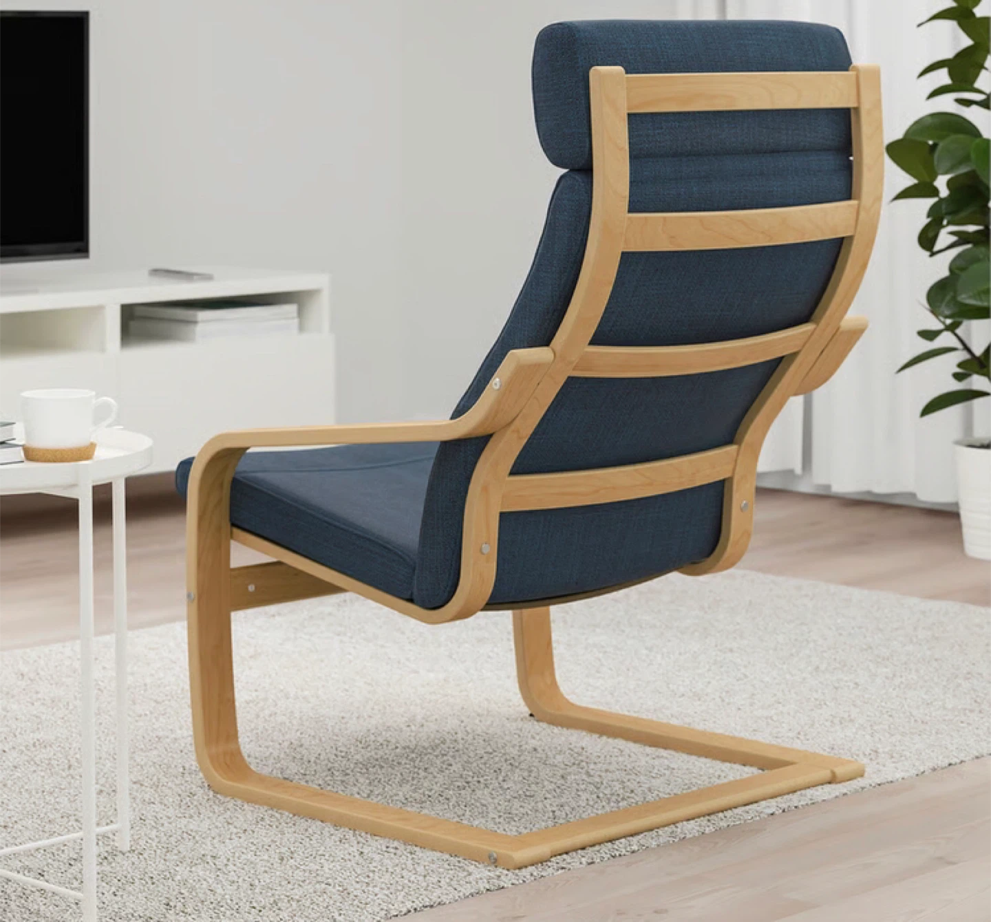 IKEA POÄNG Armchair, Birch Veneer/Hillared Dark Blue - photo 2