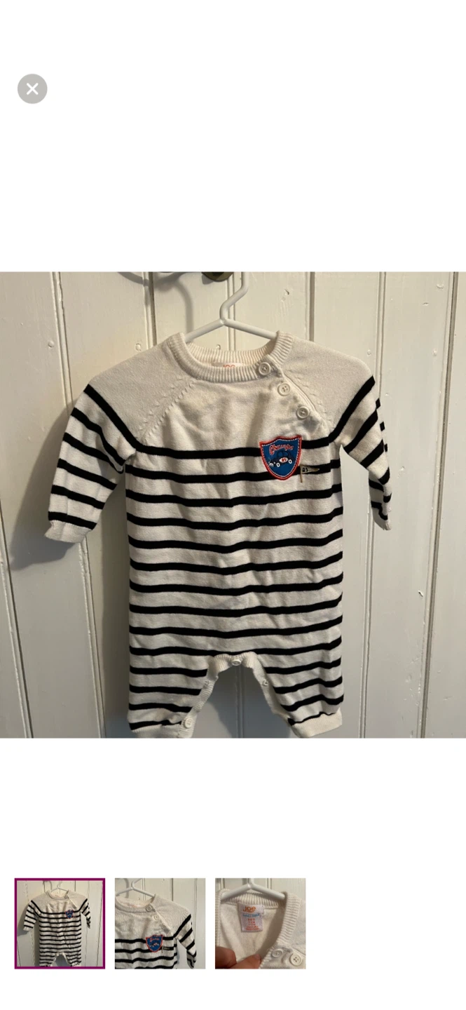 Joe Fresh Baby Boys Striped Romper 0-3 Months