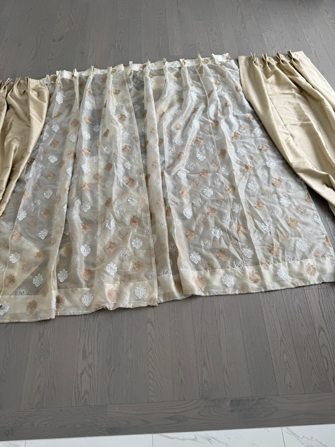 Sheer Drapes with Embroidered Pattern - photo 2