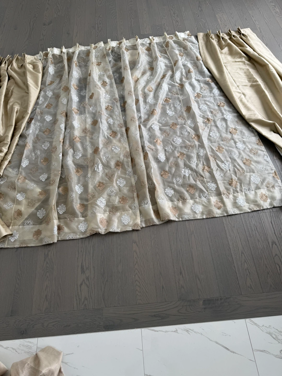 Sheer Drapes with Embroidered Pattern