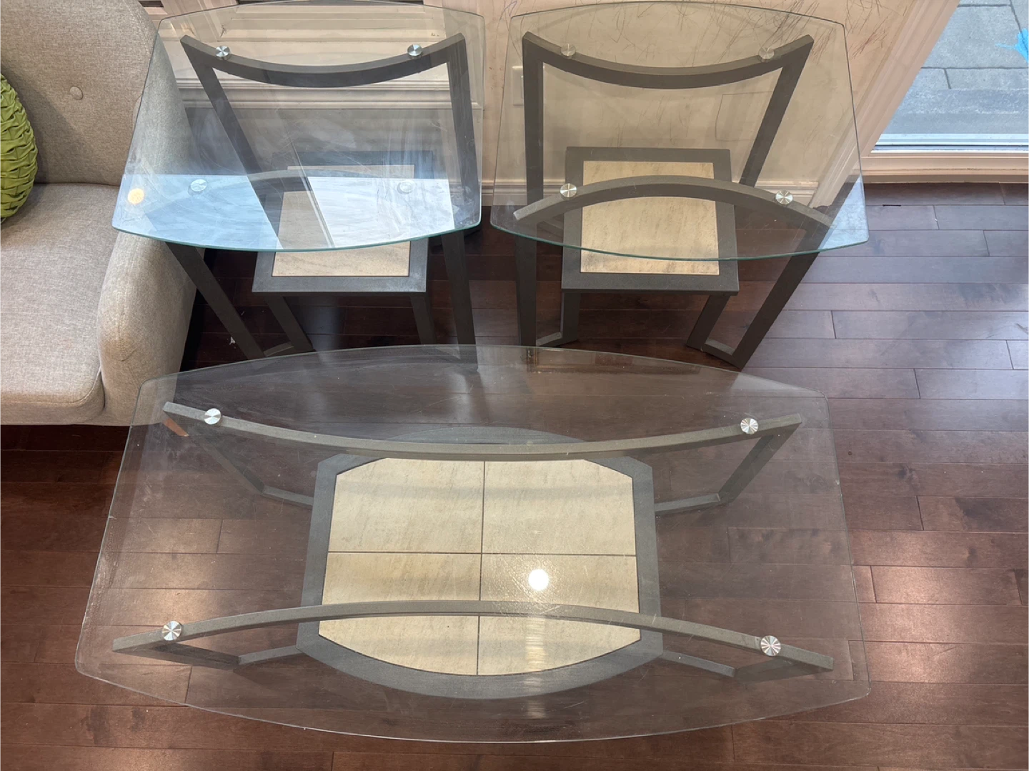 Glass Top Coffee Table with 2 End Tables - photo 2