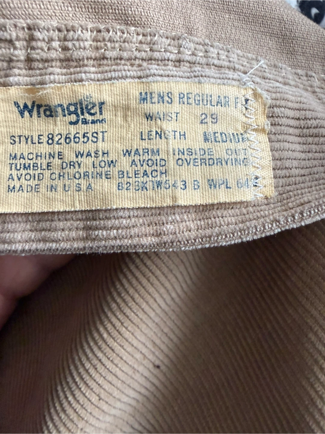 Wrangler Mens Corduroy Pants Vintage1970’s- Tan, Size Medium - photo 3