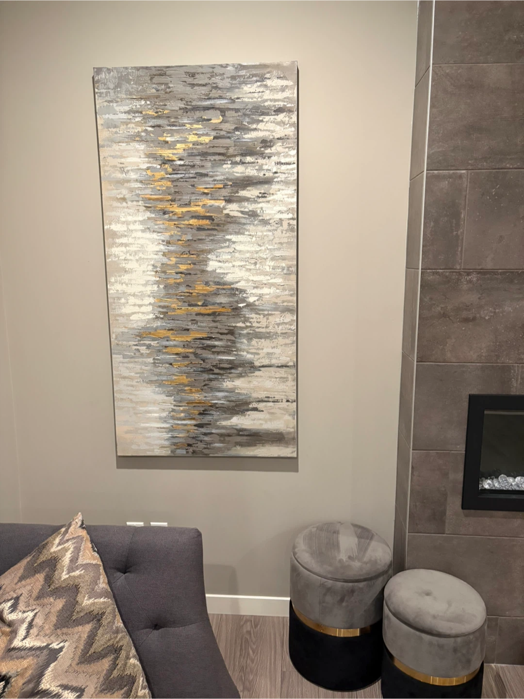 Textured Abstract Wall Art with Gold Accents
