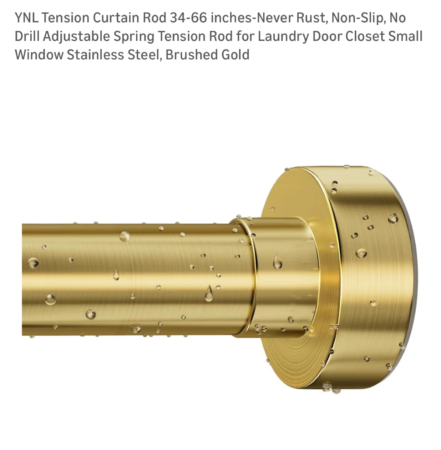 YNL Tension Shower Curtain Rod - Brushed Gold 34-66 inches - photo 4