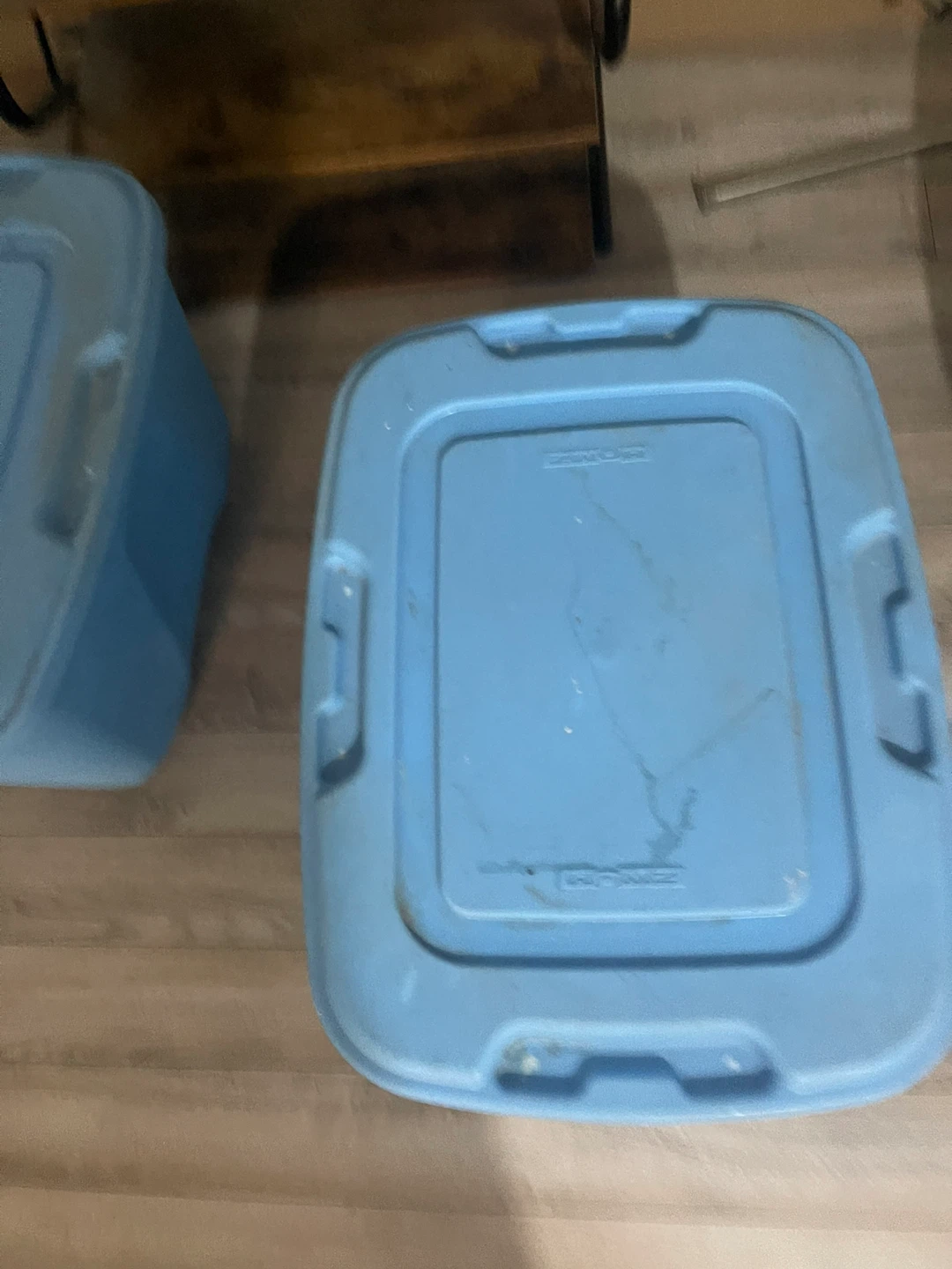 Blue Plastic Storage Bin - photo 2