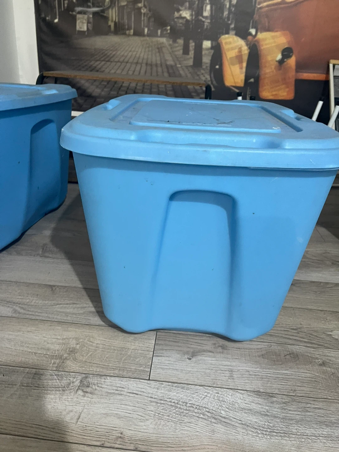 Blue Plastic Storage Bin