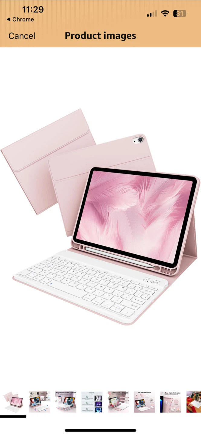 Pink Keyboard Case for iPad 11th Gen 2025 & 10th Gen 2022