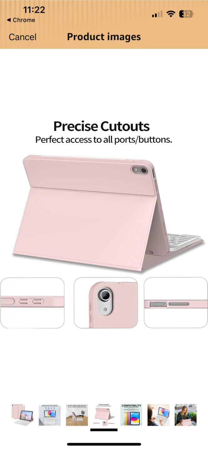 Pink Keyboard Case for iPad 11th Gen 2025 & 10th Gen 2022 - photo 3