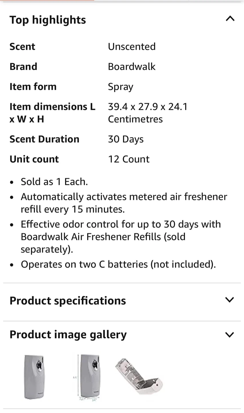 Boardwalk BWK908 Metered Aerosol Air Freshener Dispenser - photo 5