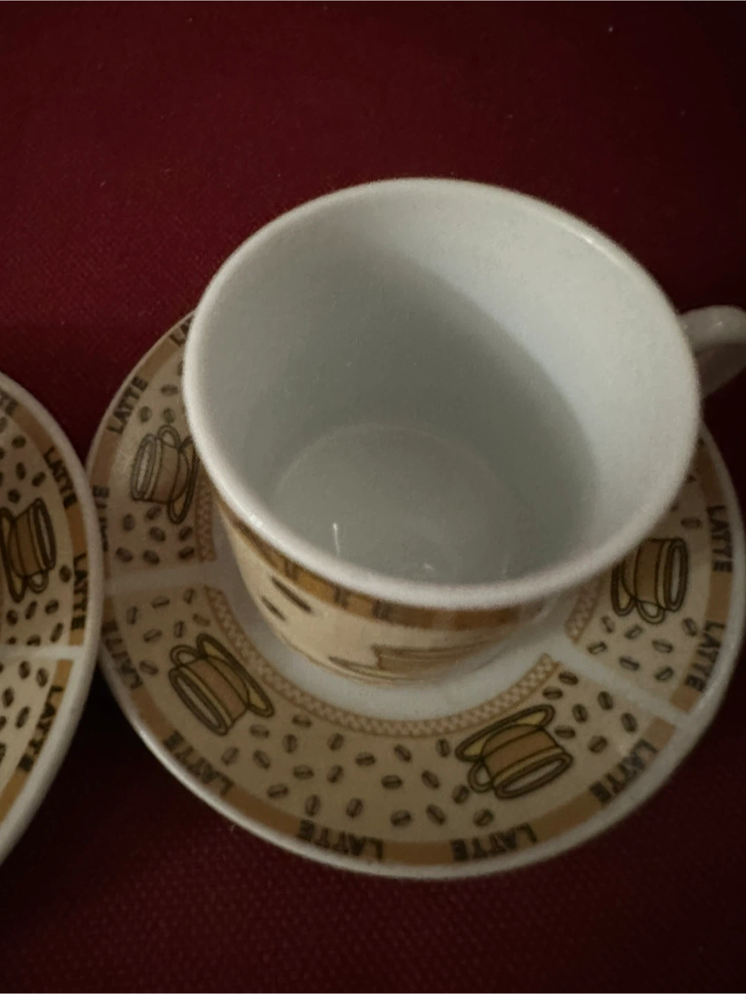 Set of 2 Latte Coffee Cups and Saucers