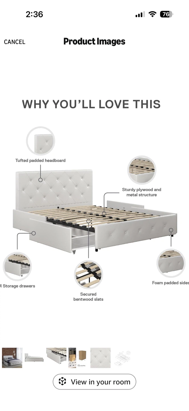 Full-size bed w/ 4 storage drawers - photo 3