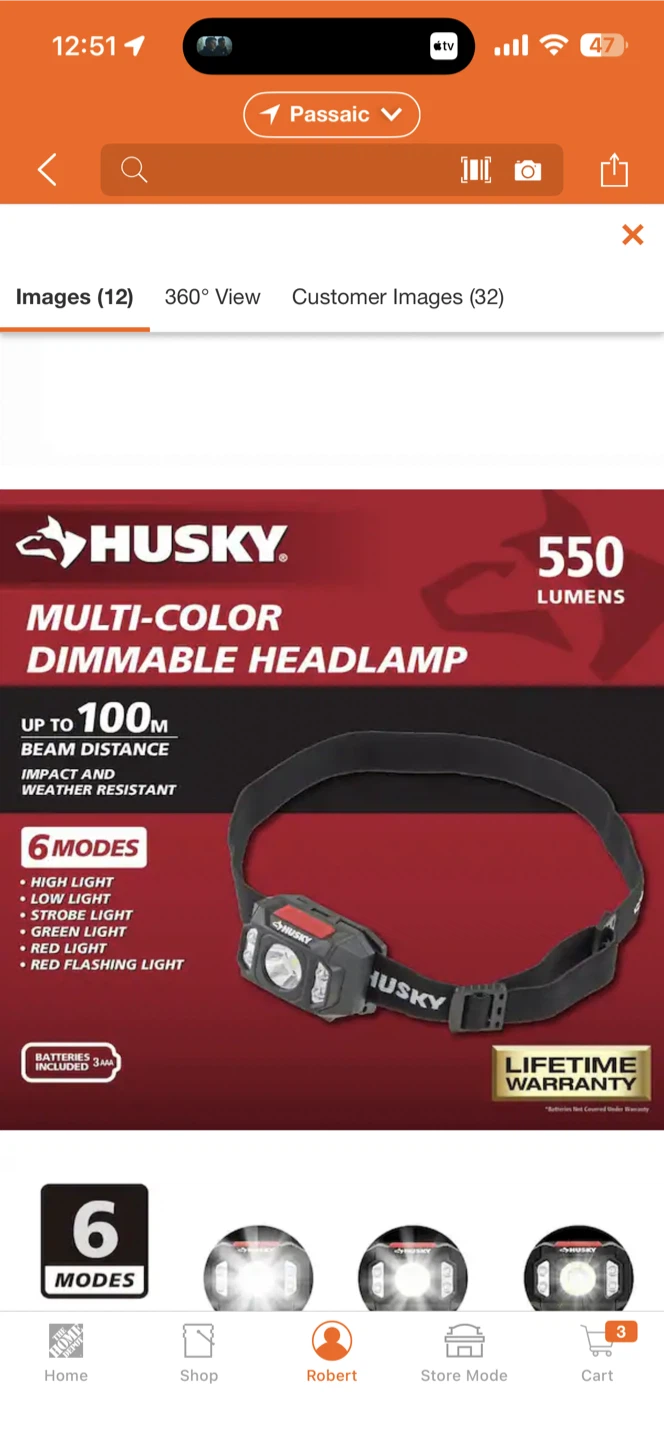 Husky Multi-Color Dimmable LED Headlamp - 550 Lumens