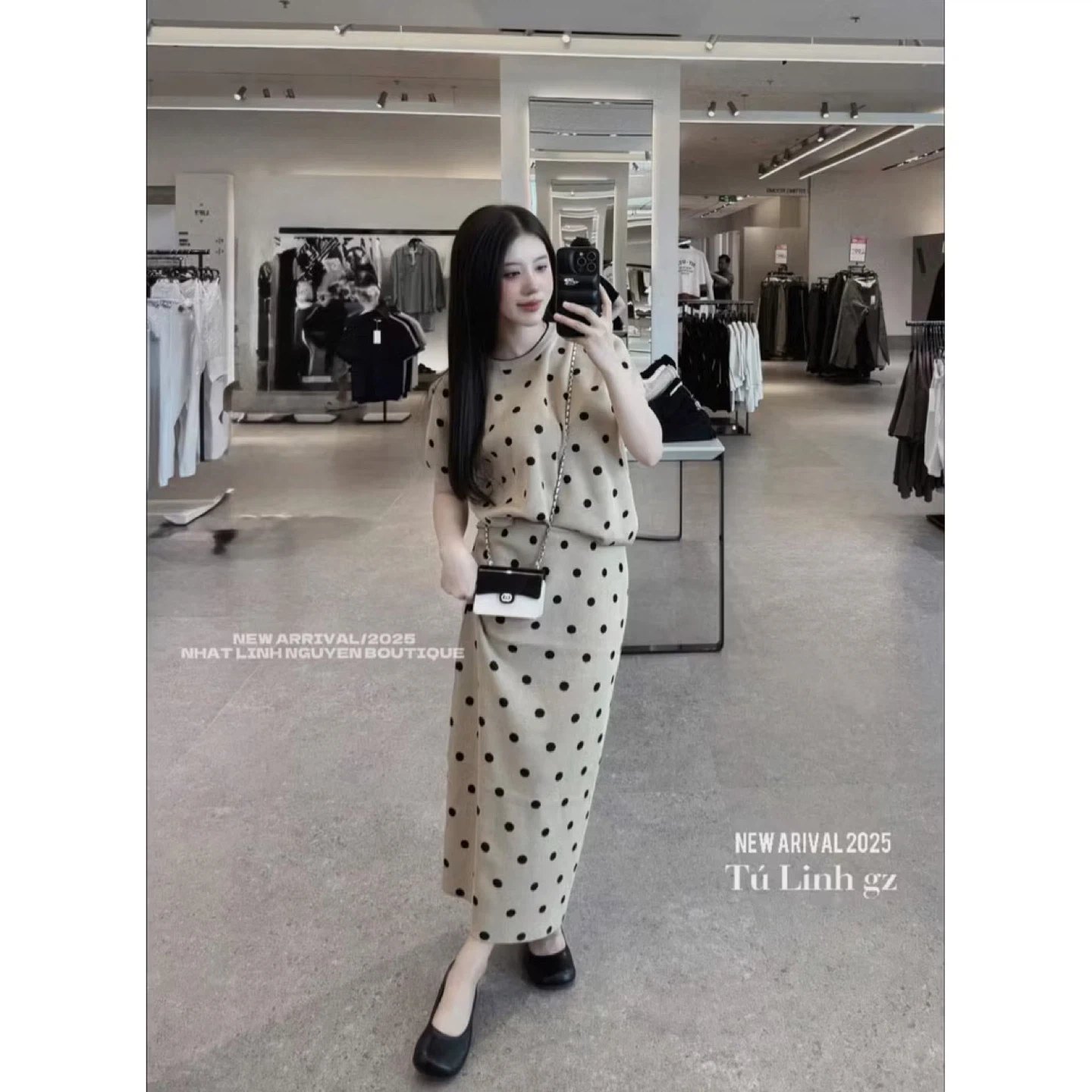 Polka Dot Matching Set - Beige
