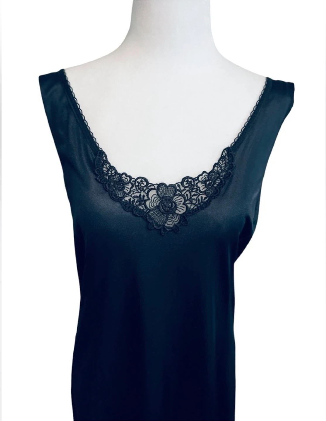 Pink Lady Black Lace Trim Slip Dress