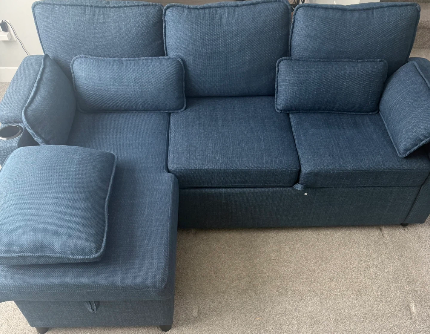 Blue Sectional Sofa Bed with Storage - photo 2