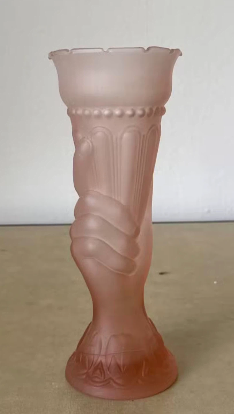 Pink Frosted Glass Hand Vase - photo 2