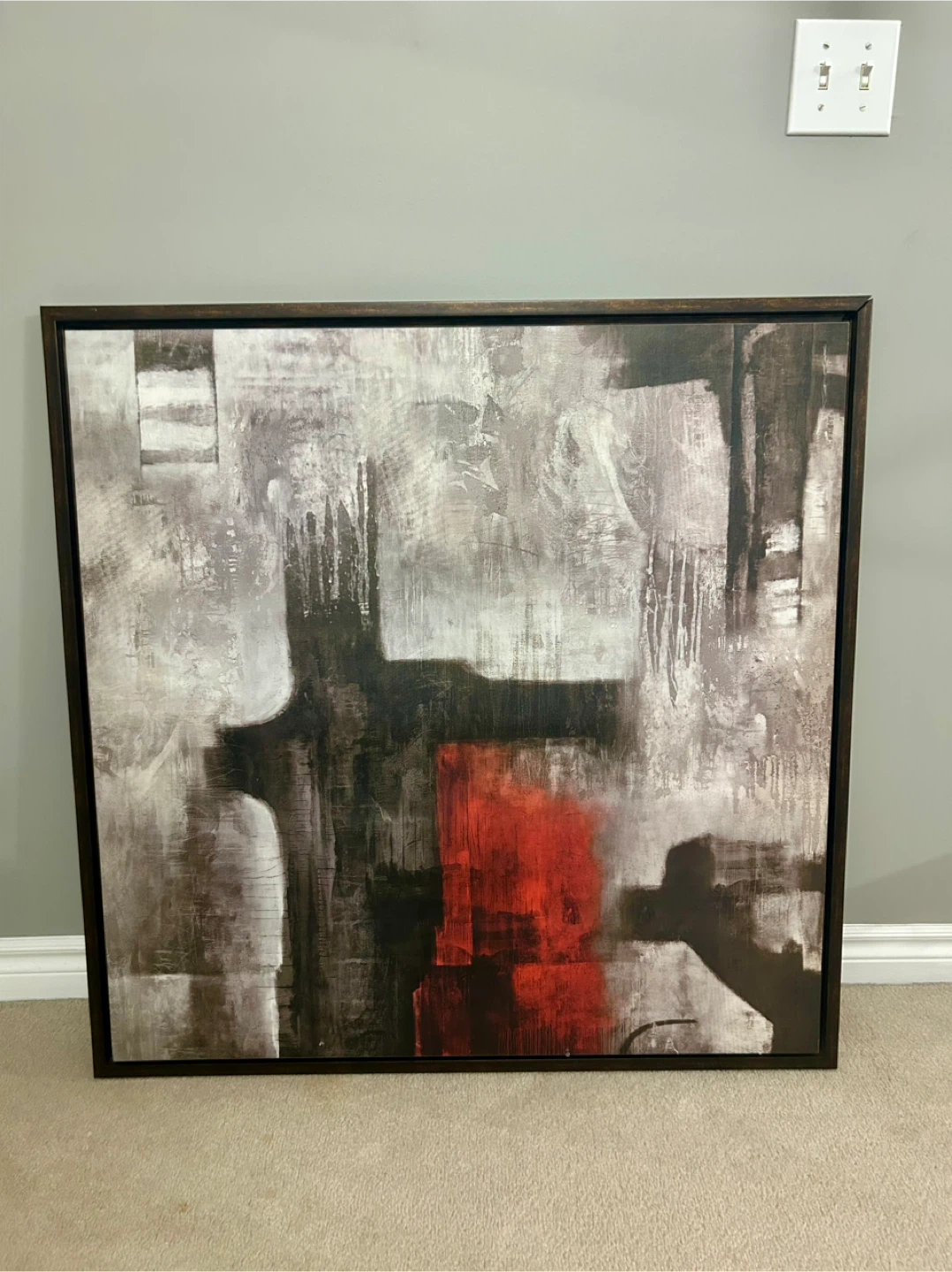 Abstract Canvas Wall Art Red and Grey