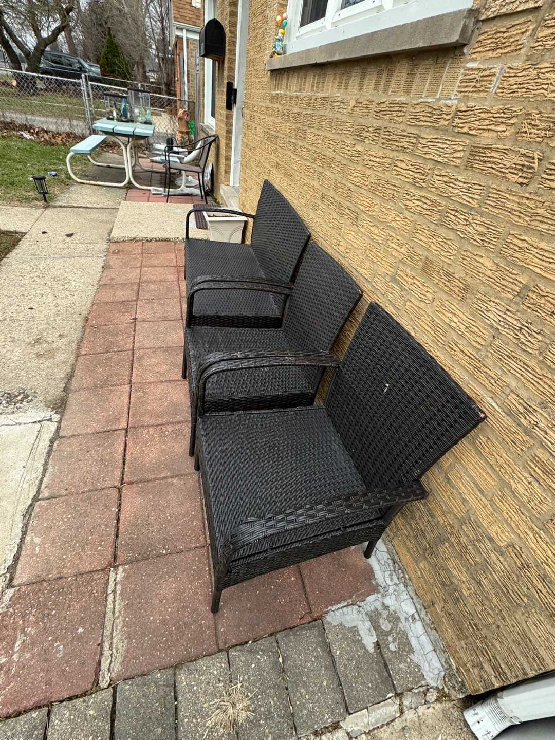 Black Wicker Patio Loveseat and Chairs Set - photo 2