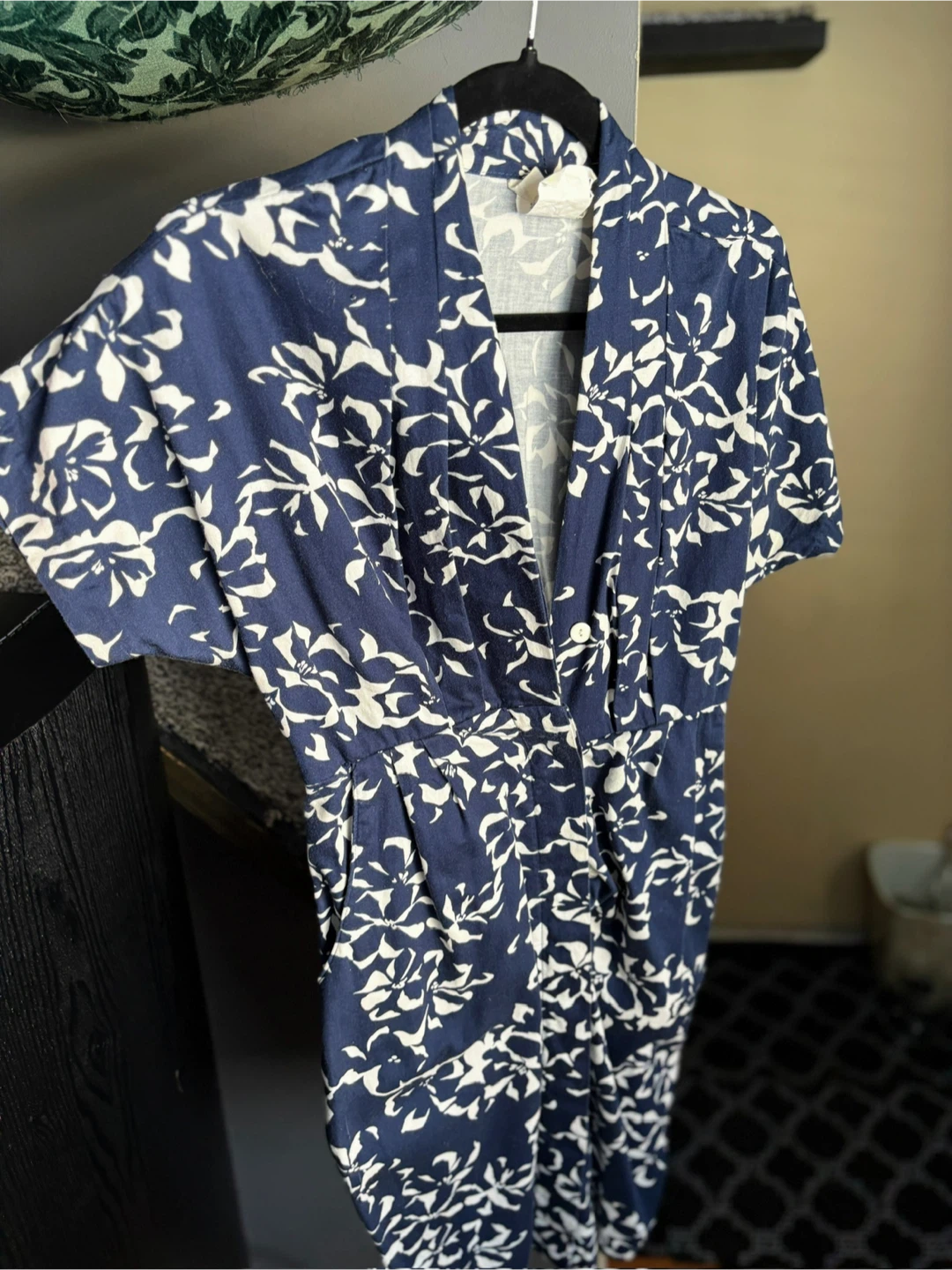 Vintage Blue floral print cotton dress