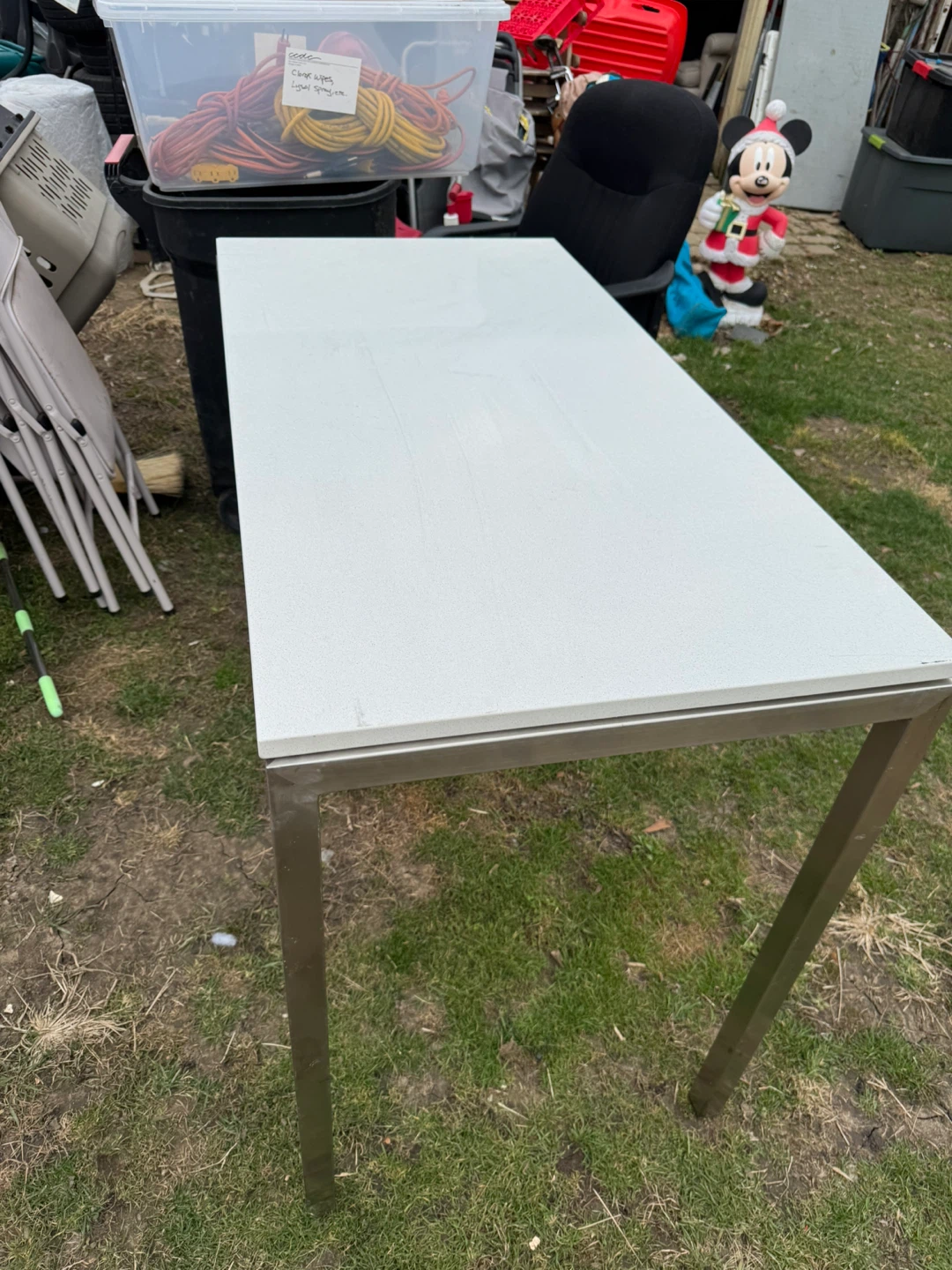 White marble Top Metal Frame Table