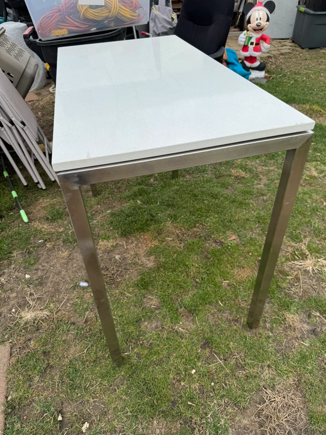 White marble Top Metal Frame Table - photo 2