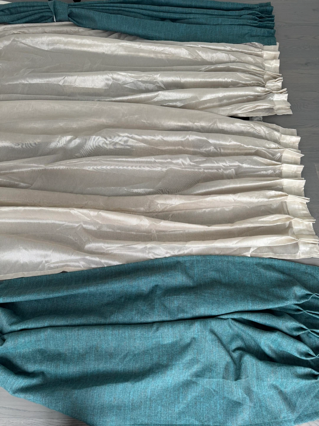 Sheer Cream & Teal Curtains - photo 3