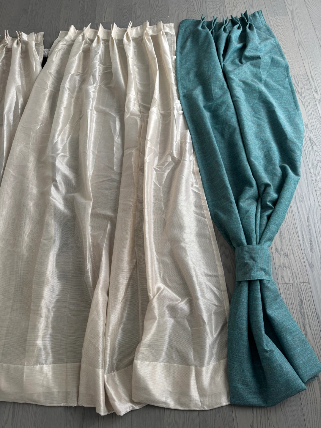 Sheer Cream & Teal Curtains - photo 2