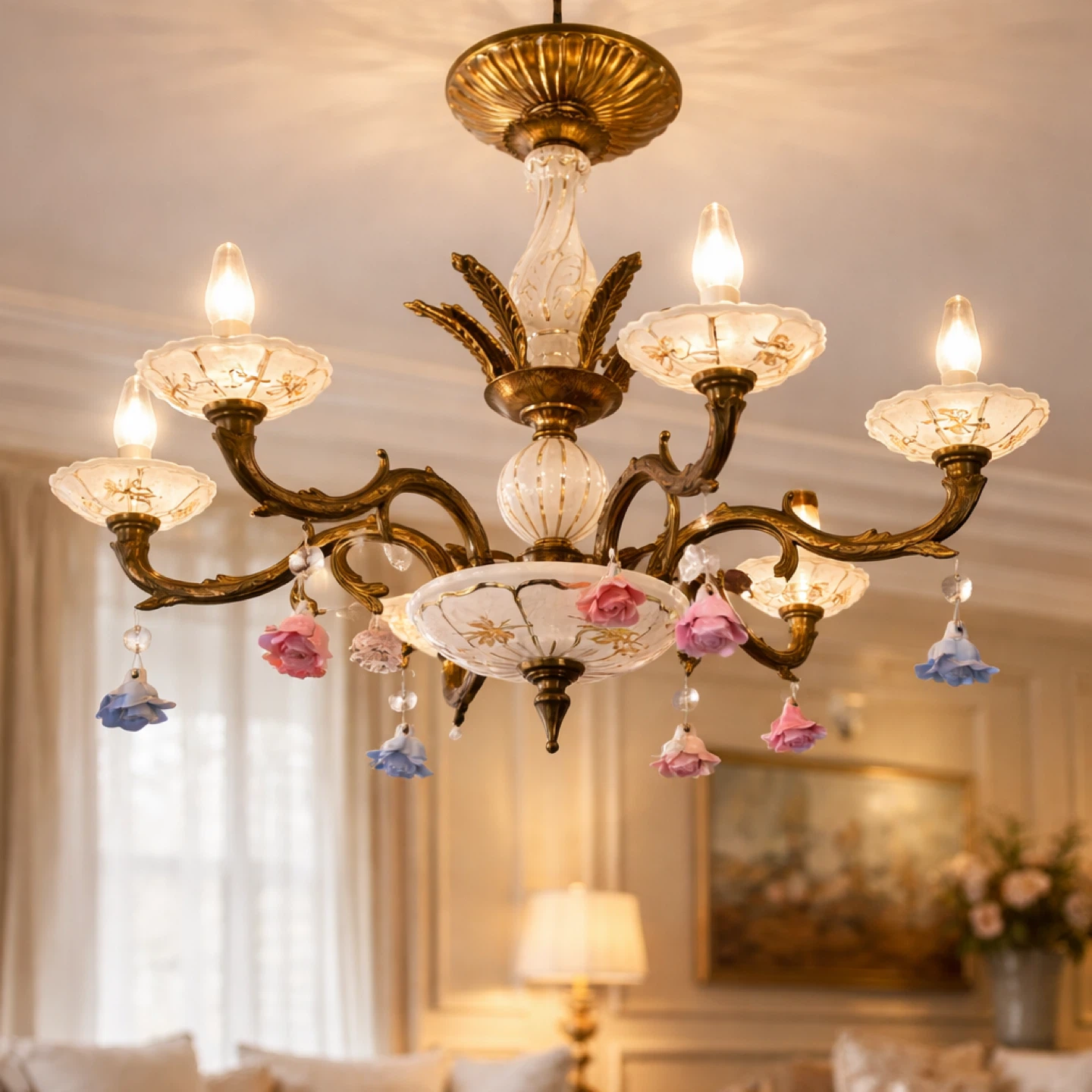 Ornate Chandelier with Floral Accents