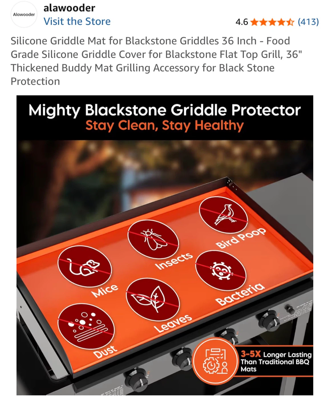 Alawooder Silicone Griddle Mat for Blackstone Griddles 36 Inch