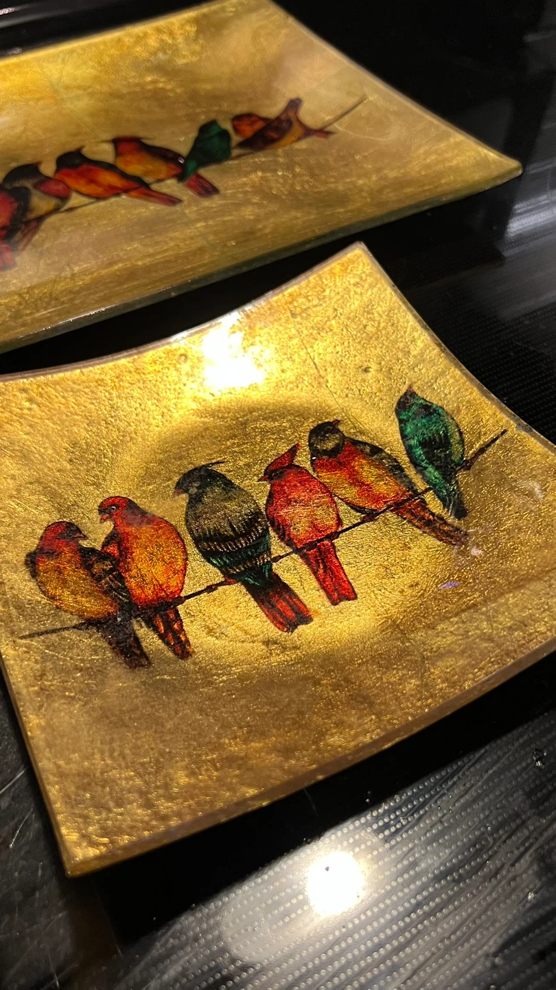 Gold Decorative Trays with Bird Design (Set of 3) - photo 3