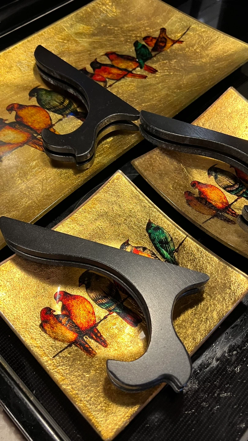 Gold Decorative Trays with Bird Design (Set of 3) - photo 5