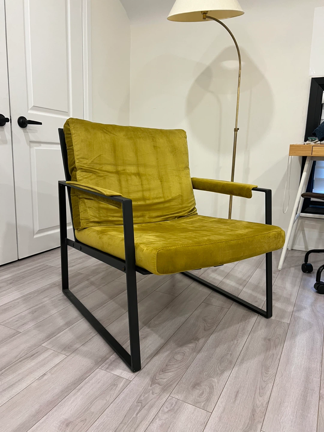 Modern Accent Chair - Chartreuse Velvet