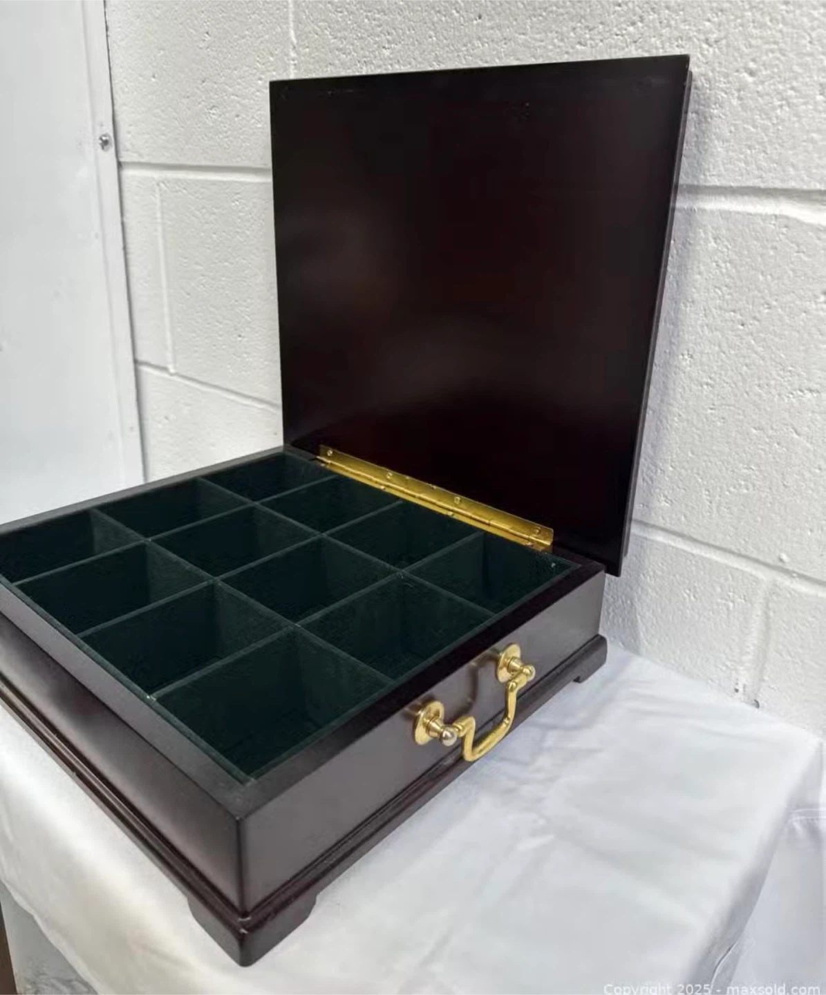 Dark Wood Box Organizer with 16 Compartments