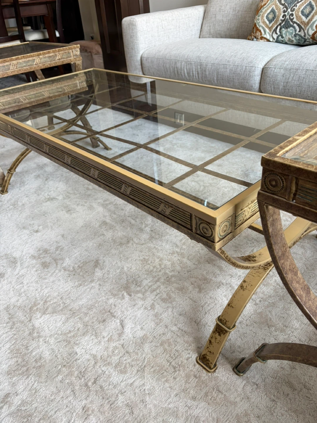Glass Tables set with Metal Frame - photo 2