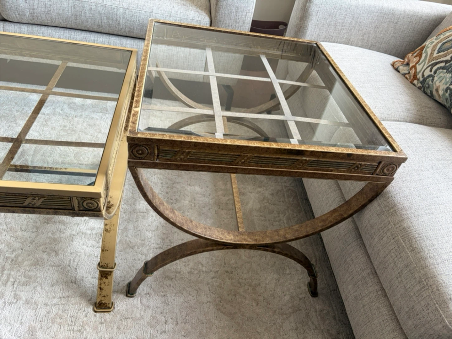 Glass Tables set with Metal Frame - photo 4