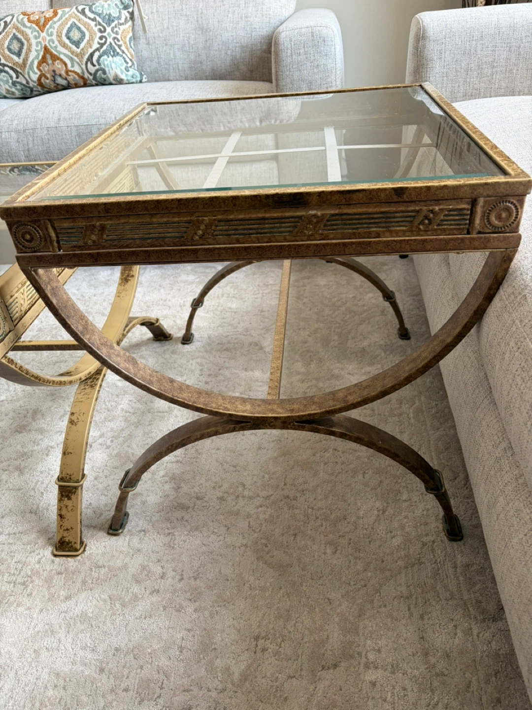 Glass Tables set with Metal Frame - photo 3
