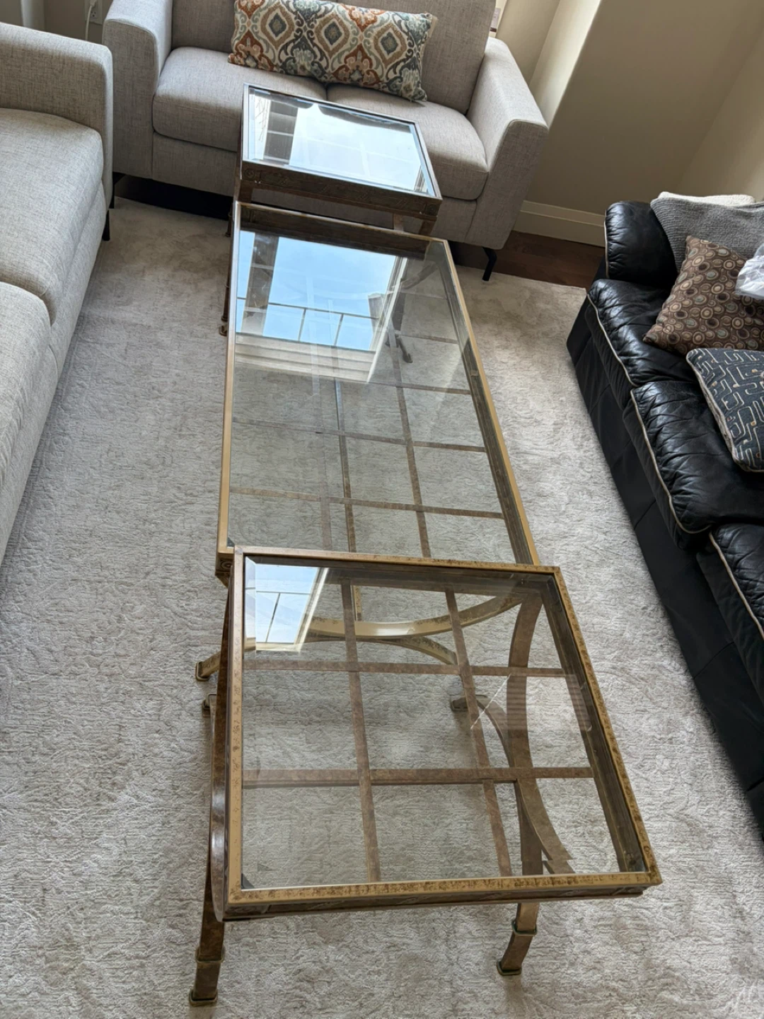 Glass Tables set with Metal Frame