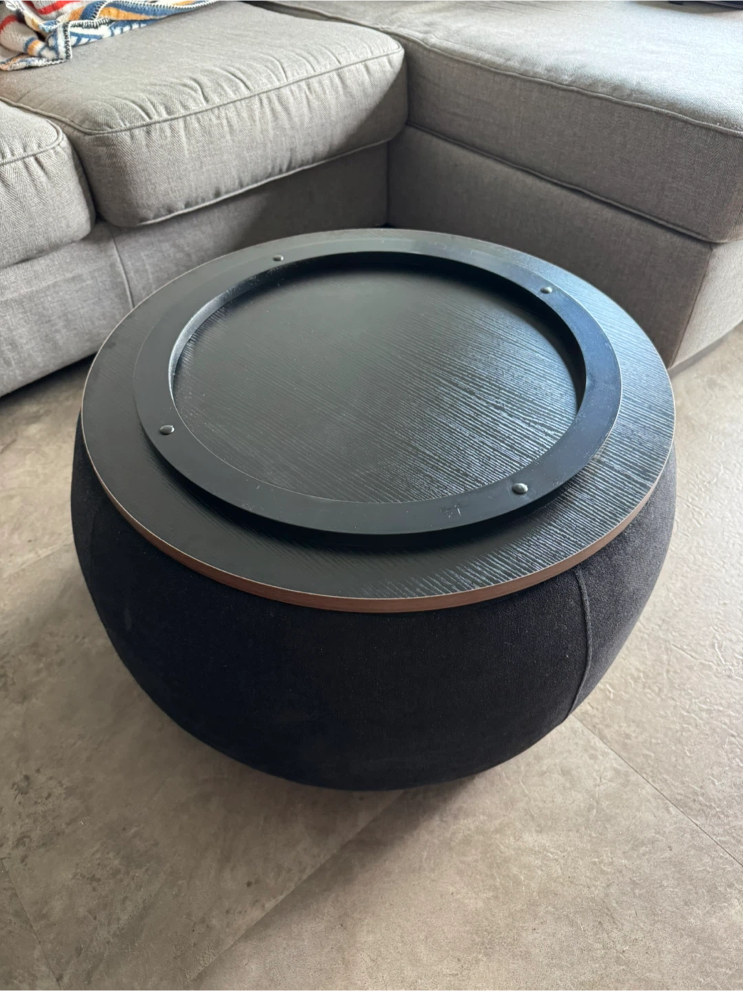 Round Storage Ottoman Coffee Table - photo 2